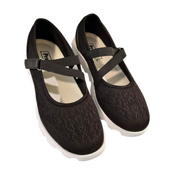Propet Women's Mary Jane Walking Shoe Sneakers Black Fabric Size 8 Narrow - Picture 2 of 14